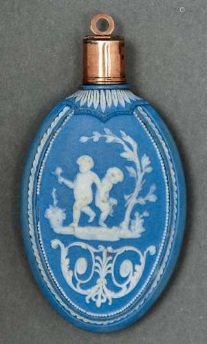 An oval jasper ware scent bottle, Staffordshire, c1790, Wedg...