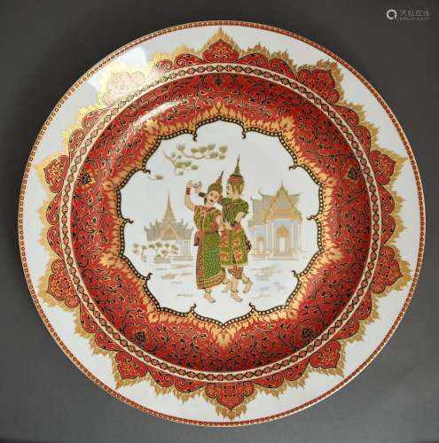 A Kaiser porcelain Siam pattern charger, late 20th c, 39cm d...