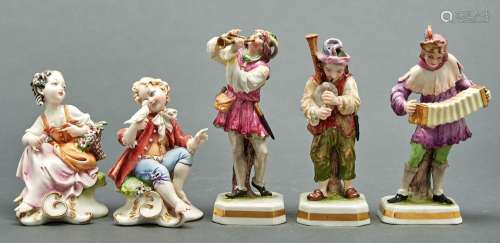A set of three German porcelain figures of musicians, second...