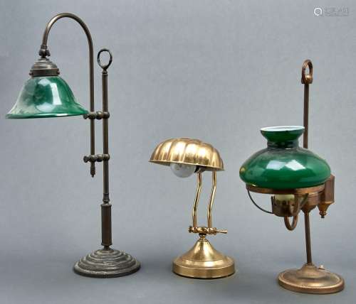 A reproduction adjustable brass desk lamp in Victorian style...