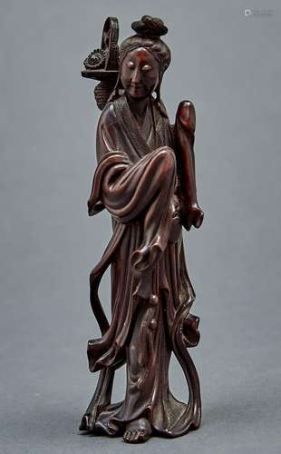 A Chinese carved wood figure of Guanyin, 20th c, 17.5cm h Du...