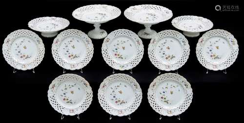 A German reticulated porcelain dessert service, Hermann Ohne...