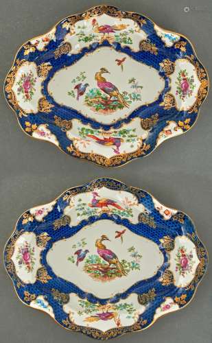 A pair of Booth's earthenware Worcester style shaped oval di...