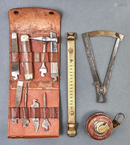 A German nickel plated steel miniature tool kit, c1900, comp...