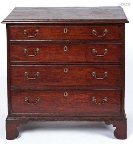 A George III mahogany chest of drawers, c1780, the top with ...