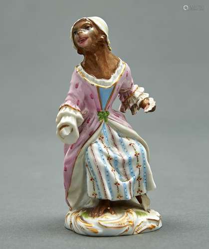 A Meissen Monkey Band figure of a Songstress, late 19th c, 1...