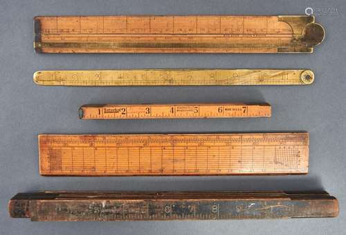 Two boxwood rules, 19th c, the folding example marked White ...