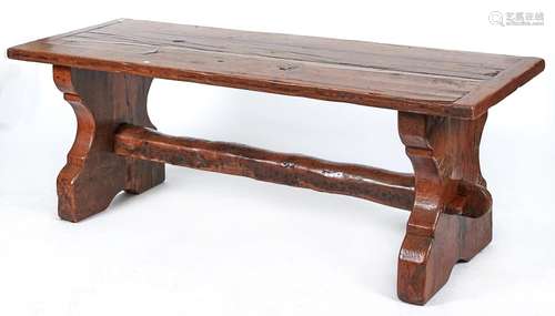 An oak refectory table, late 19th / early 20th c, the boarde...