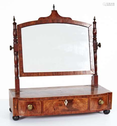 A George IV mahogany dressing mirror with turned uprights, t...