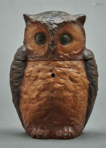 A Johann Maresch cold painted terracotta owl novelty string ...
