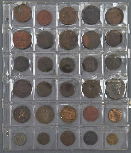 Thirty, mainly George III, base metal coins and tokens, seve...