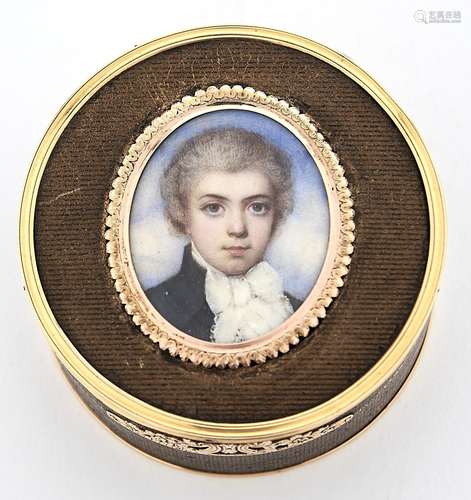 A Louis XVI gold mounted composition boite-a-miniature, the ...