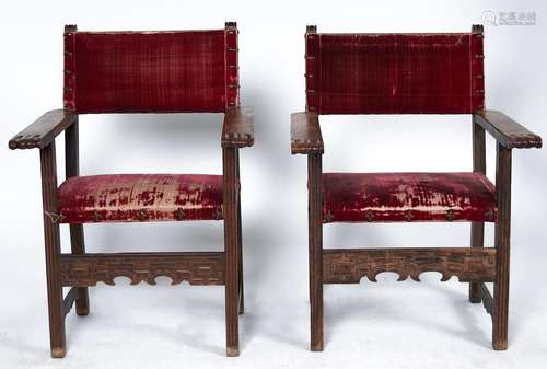 Six Spanish and North Italian walnut armchairs, late 17th c ...