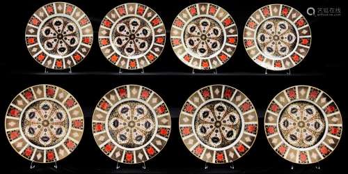 A set of eight Royal Crown Derby Imari pattern plates, 1975,...