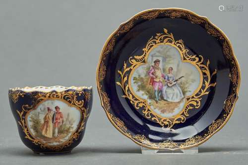 A Meissen cabinet cup and saucer, early 20th c, probably dec...
