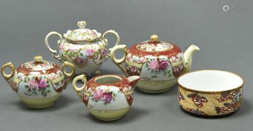 A Noritake two handled sugar bowl and cover, early 20th c, p...
