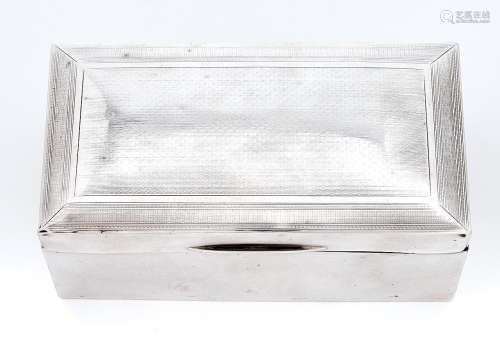 A George V silver cigarette box, cedar lined, 16cm l marks r...