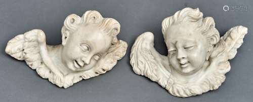 English School, 18th c - The Heads of two Cherubim, well car...