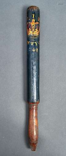 A Victorian painted wood Nottinghamshire Police truncheon, 1...