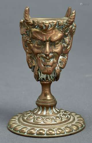 A cast brass Janus stand, perhaps for a pen brush, late 19th...
