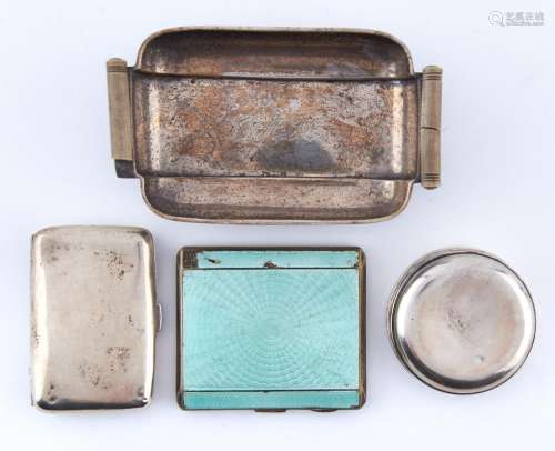 A silver lady's cigarette case, an oblong dish and two other...