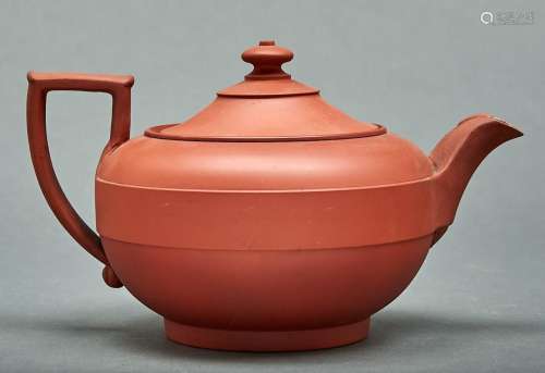 A Wedgwood Rosso Antico teapot and cover, c1900, 13.5cm h, i...
