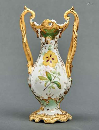 A Staffordshire bone china vase, c1840, of baluster form wit...
