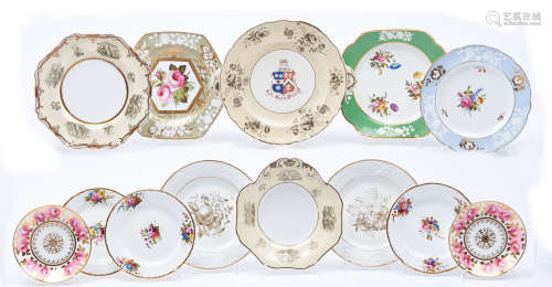 Nine Spode bone china dessert plates and dishes, c1812-c1828...