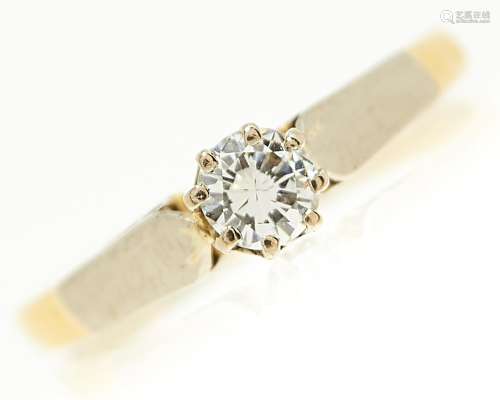 A diamond solitaire ring, the round brilliant cut diamond of...