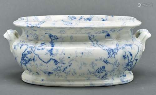 A Copeland blue printed earthenware foot bath, mid 19th c, P...
