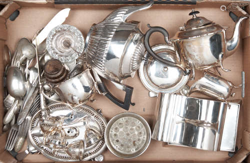 A quantity of plated ware, to include teapots, butter dish a...