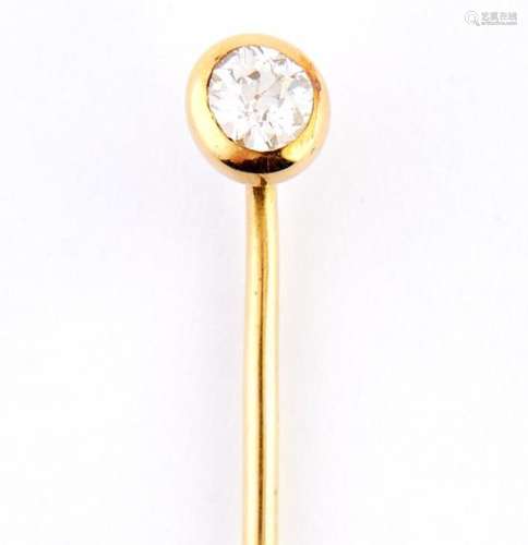 A diamond stick pin, the old cut diamond terminal in rub-ove...