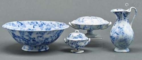 A group of Copeland blue printed earthenware chamber article...