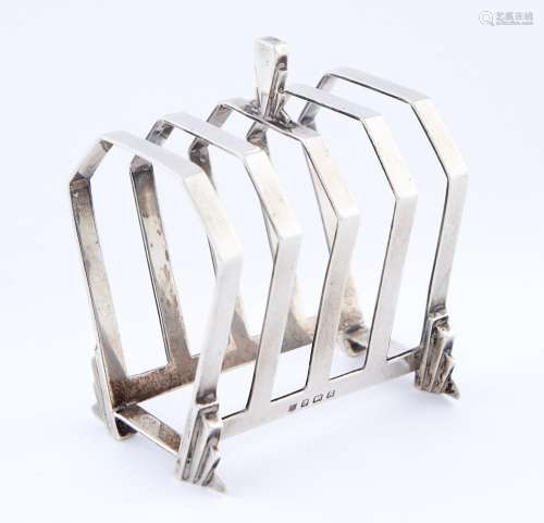 An Art Deco silver five hoop toast rack, 88mm h, by C S Gree...