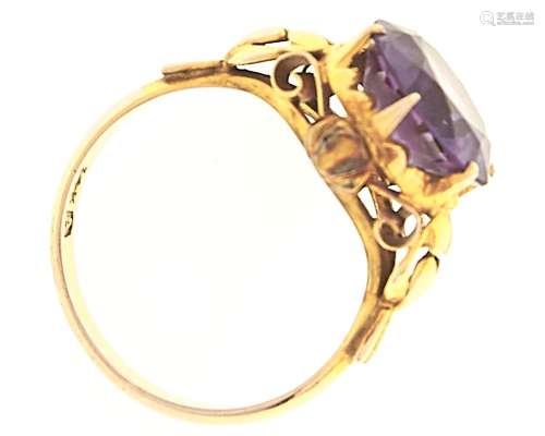 An amethyst ring, in gold marked 14k, 3.9g, size L½ Good con...
