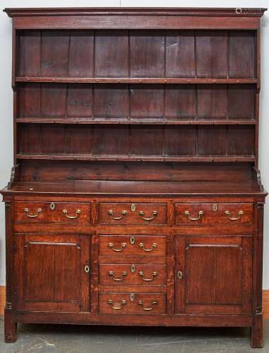A George III oak dresser, North Wales, early 19th c, with bo...