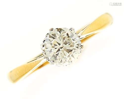 A diamond solitaire ring, the round brilliant cut diamond we...