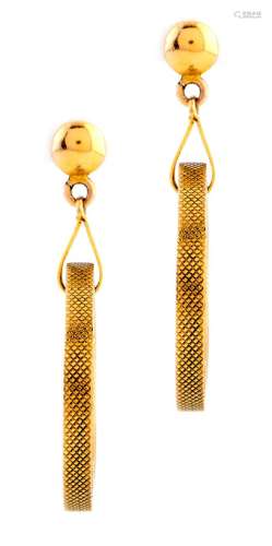 A pair of 9ct gold hoop earrings, 24mm, Birmingham 1952, 4.7...