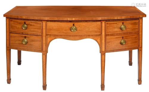 A George III mahogany sideboard, early 19th c, crossbanded i...
