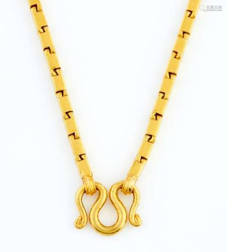 A South East Asian gold necklace, 59cm l, marked 100, 75.7g ...