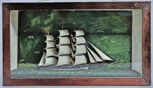 A mariner's painted wood and fibre diorama of the ship 