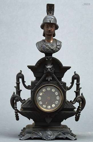 A French Greco-Roman revival mantel clock, late 19th c, with...