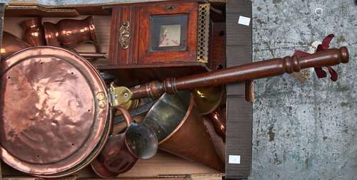 An Edwardian brass mounted oak smokers cabinet, 26cm h and m...