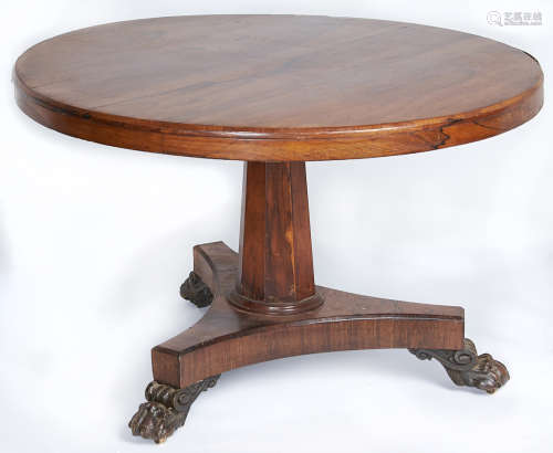 An early Victorian rosewood breakfast table, on tapered octa...