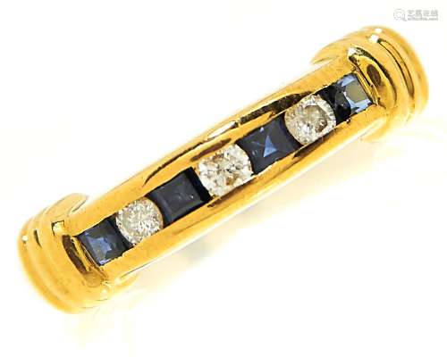 A seven stone sapphire and diamond ring, with calibre cut sa...