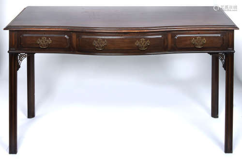 A Victorian serpentine mahogany serving table, late 19th c, ...