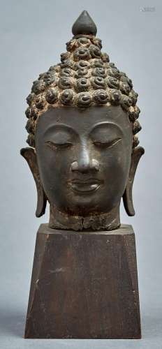 A South East Asian bronze sculpture of the head of Buddha, 2...