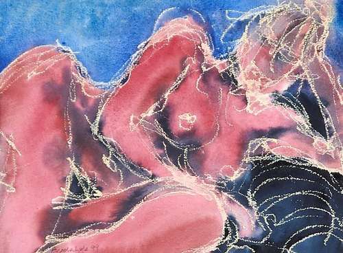 Angela Lyle (1946 - ) - Nudes, two, watercolour, 33 x 24.5cm...