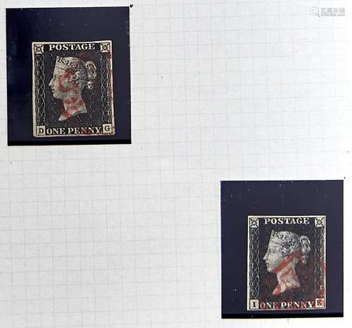 Great Britain Postage stamps 1840 1d plate, 3 D G and unplat...