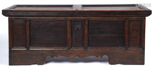 A German walnut and oak chest, late 17th / early 18th c, wit...